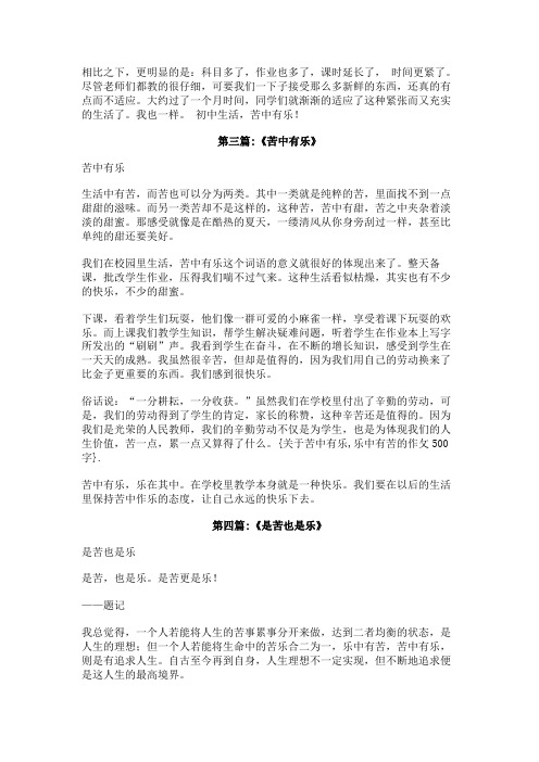 关于苦中有乐乐中有苦的作攵500字