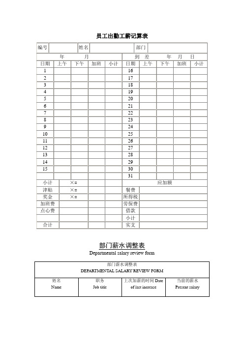 公司企业员工出勤工薪记算表