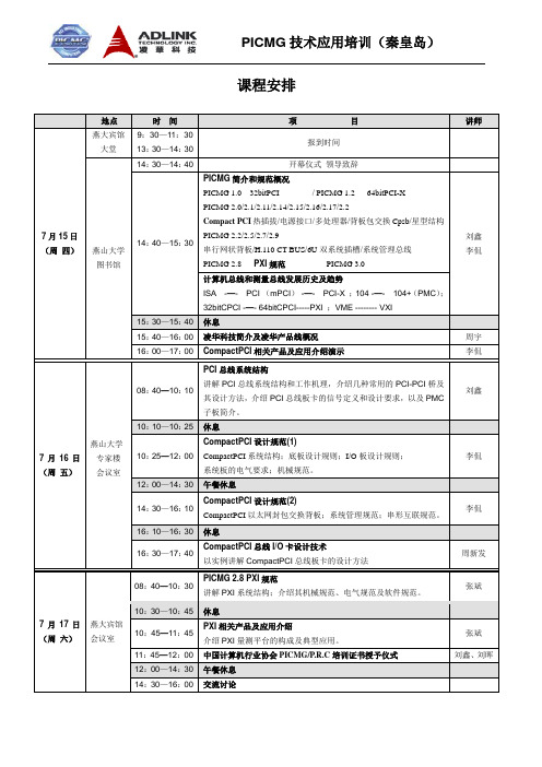 PICMG规范培训目录