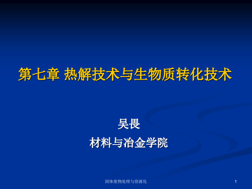 第十一讲 第七章 固体废物的热解处理技术(4月26日)