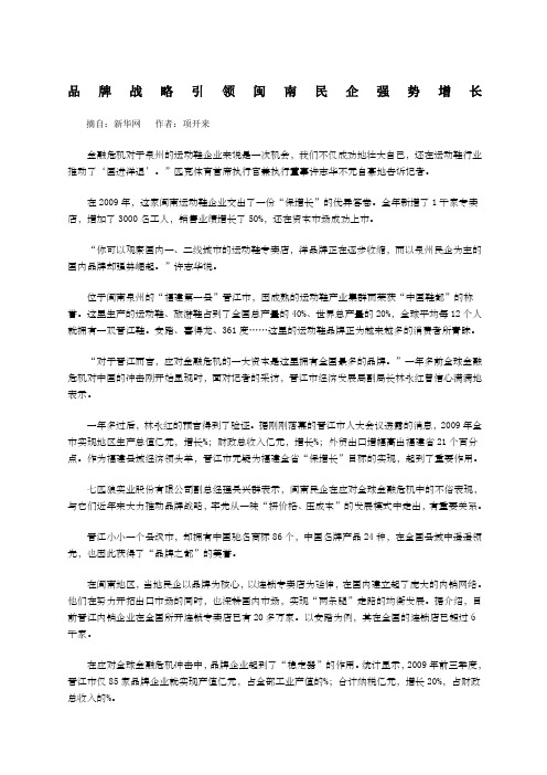 品牌战略方案引领闽南民企强势增长