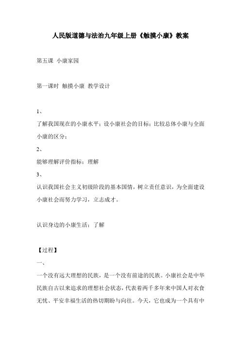 人民版道德与法治九年级上册《触摸小康》教案