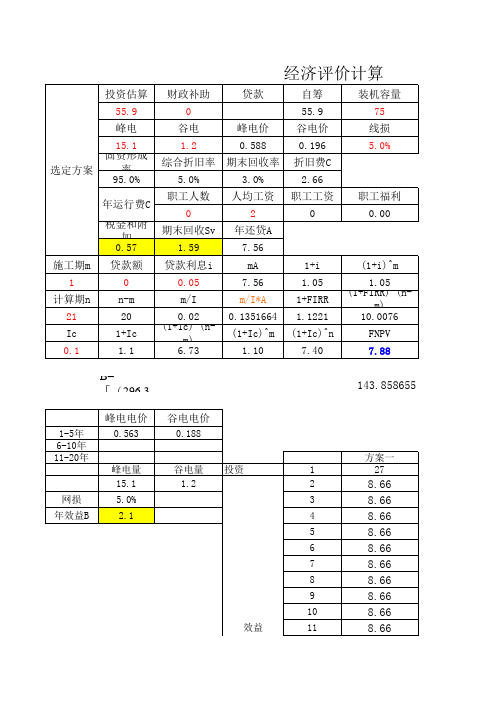 水电站经济评价计算