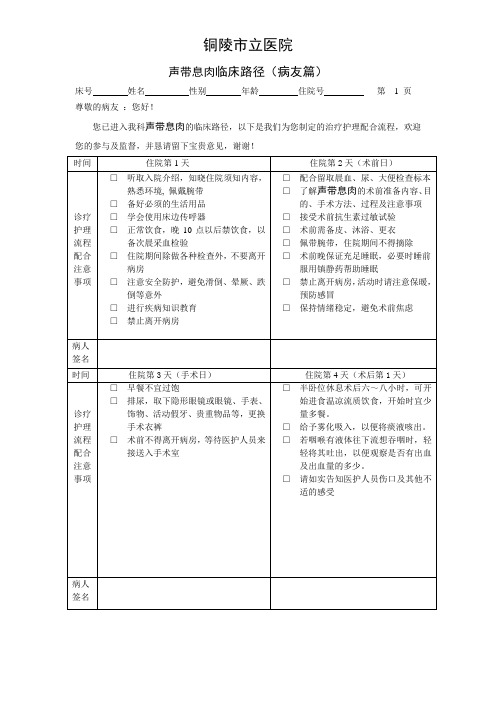 声带息肉临床路径病友篇