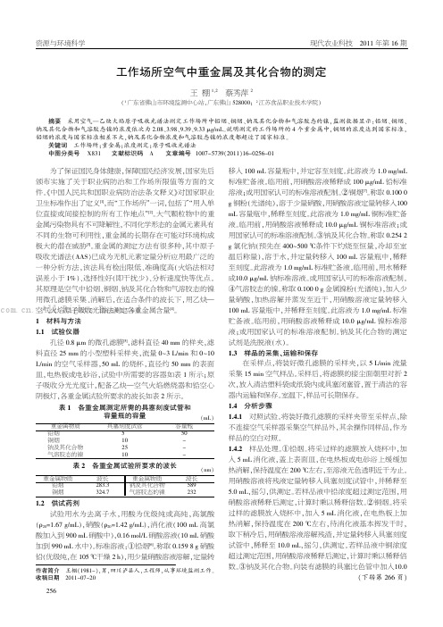 工作场所空气中重金属及其化合物的测定