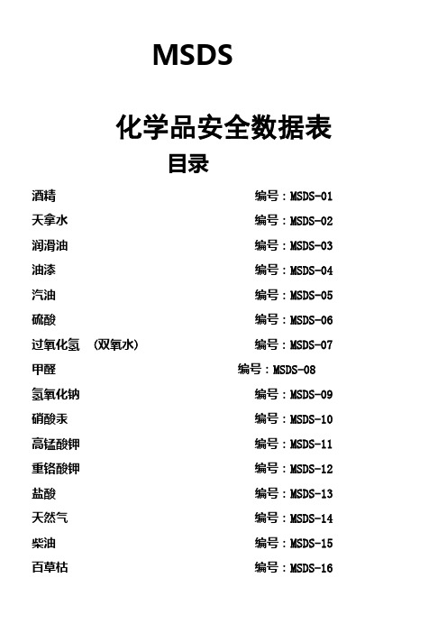 最完整的化学品-MSDS