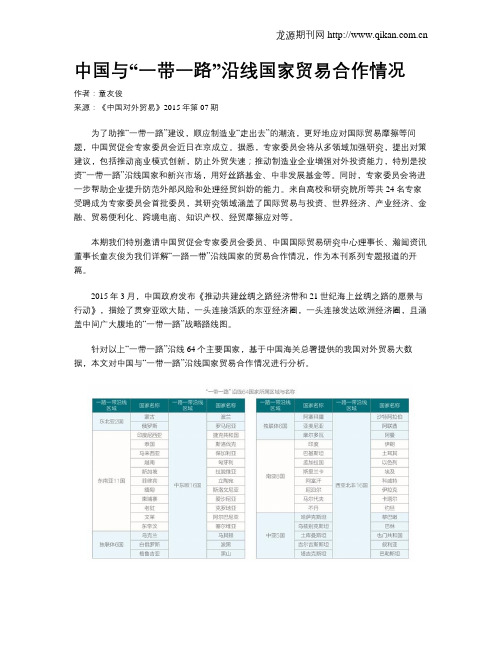 中国与“一带一路”沿线国家贸易合作情况