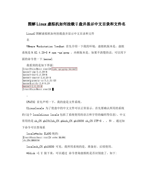 图解Linux虚拟机如何挂载U盘并显示中文目录和文件名