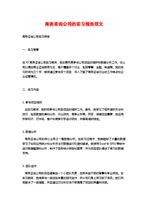 商务咨询公司的实习报告范文