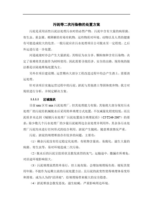 污泥等二次污染物的处置方案