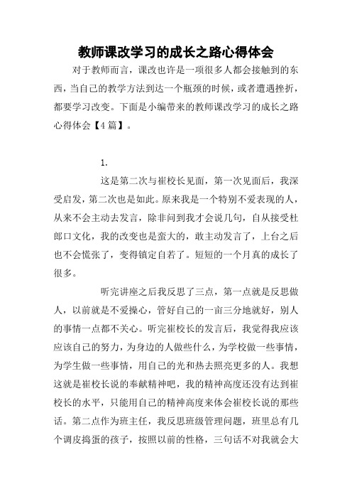 教师课改学习的成长之路心得体会