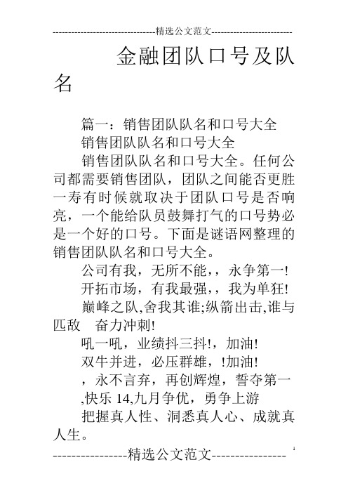 金融团队口号及队名