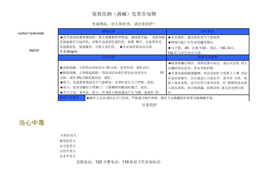 氢氧化钠危害告知牌