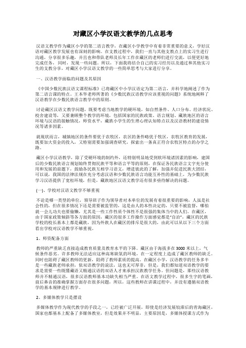 对藏区小学汉语文教学的几点思考