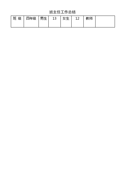 2018第一学期四年级班主任工作总结 (1)