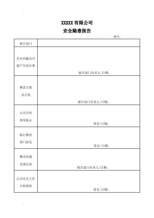 安全隐患排查情况表