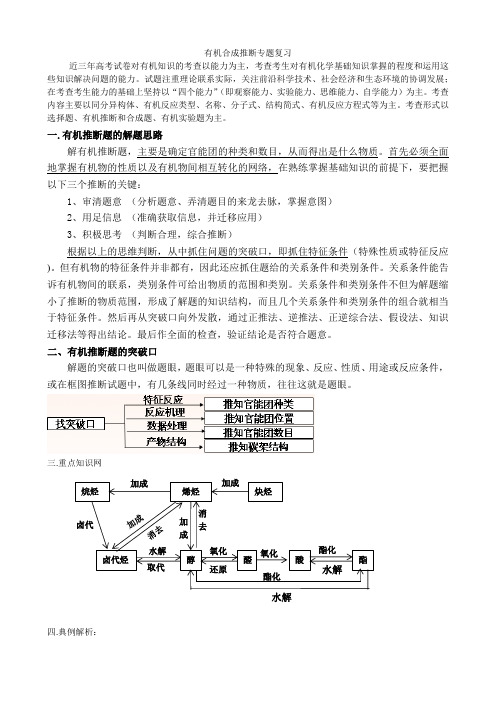 有机合成推断专题复习