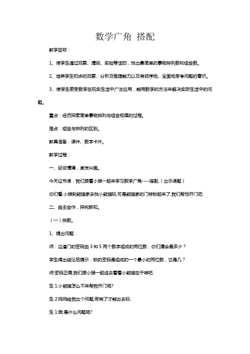 最新人教版二年级上册数学广角搭配精华教案