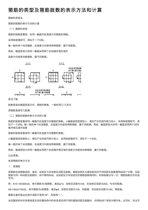 箍筋的类型及箍筋肢数的表示方法和计算