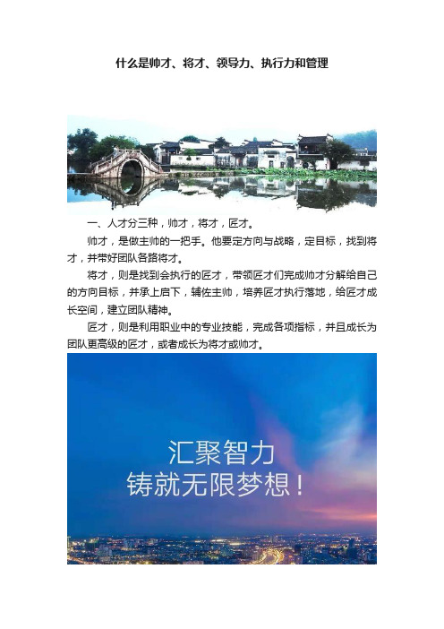 什么是帅才、将才、领导力、执行力和管理