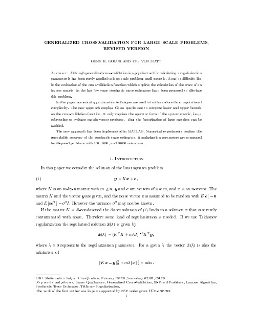 Generalized cross-validation for large scale problems