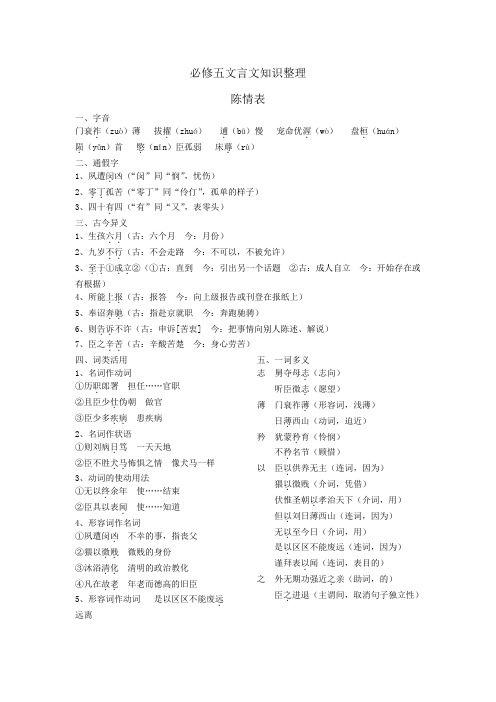 苏教版必修五文言文知识整理