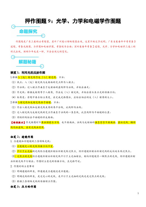 押作图题9：光学、力学和电磁学(原卷版)--备战2024年中考物理