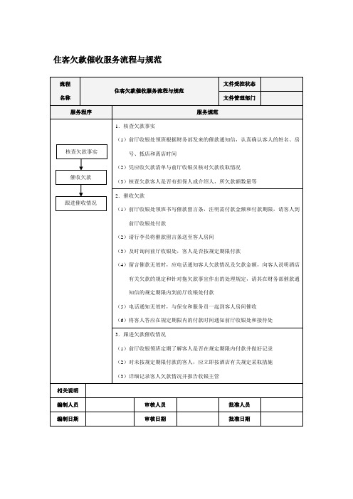 住客欠款催收服务流程与规范