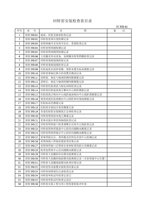 回转窑安装检查记录