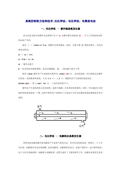 臭氧的制取方法和技术