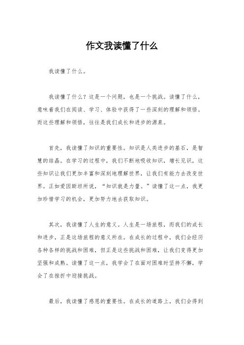 作文我读懂了什么