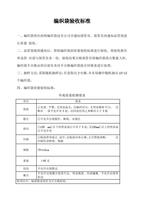编织袋验收标准