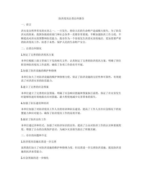 防洪度汛自查自纠报告