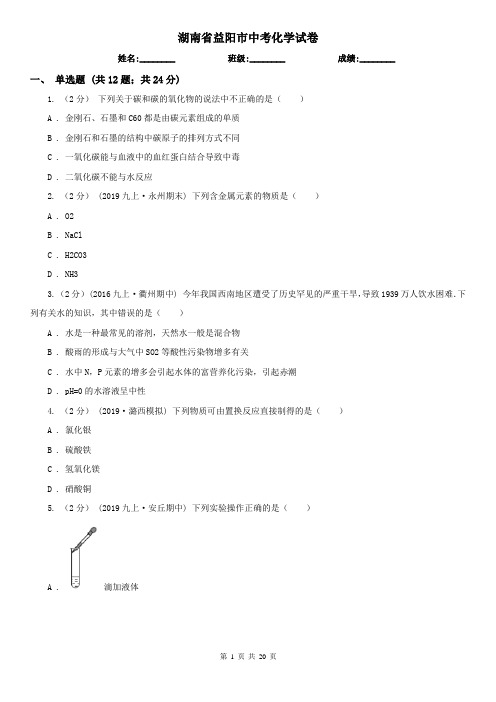 湖南省益阳市中考化学试卷  