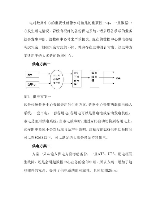 数据中心供电系统实现的三种方案