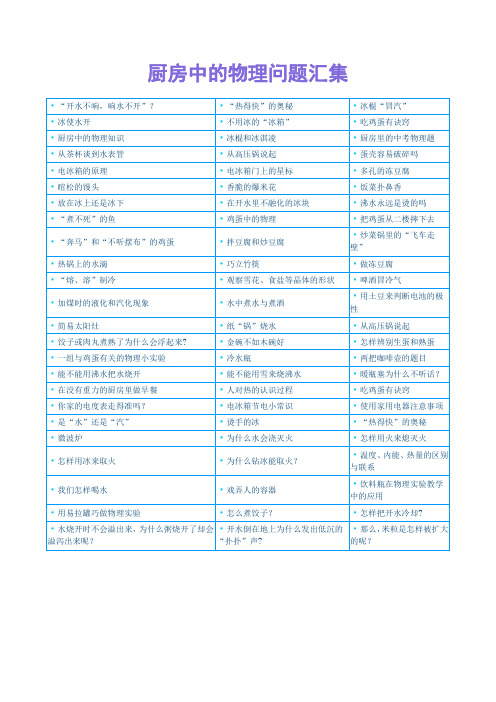 厨房中的物理问题汇集