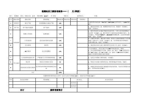 检测机构绩效考核表