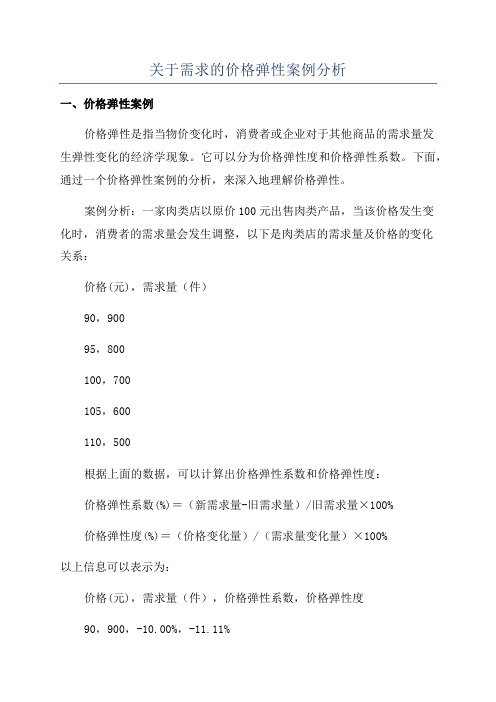 关于需求的价格弹性案例分析