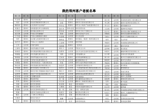 郑州大客户老板名单