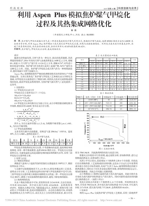 利用AspenPlus模拟焦炉煤气甲烷化过程及其热集成网络优化_彭胜