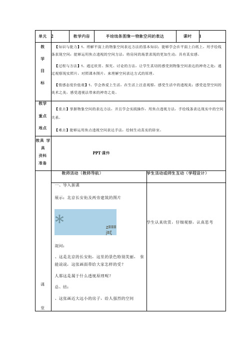 手绘线条图像——物象空间的表达教学设计教学参考