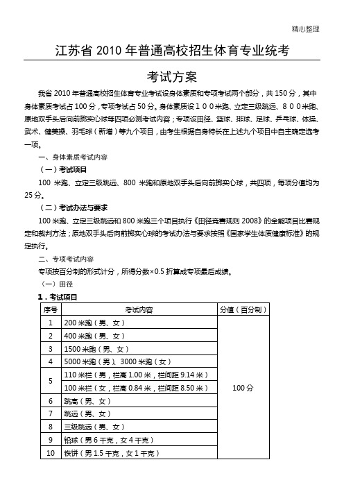 江苏体育高考专项评分标准