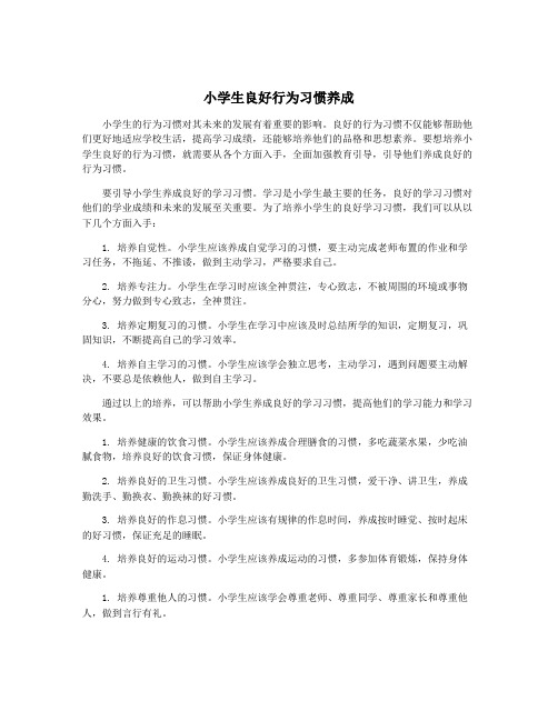 小学生良好行为习惯养成