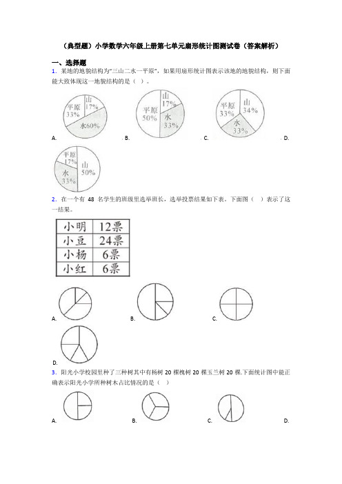 (典型题)小学数学六年级上册第七单元扇形统计图测试卷(答案解析)