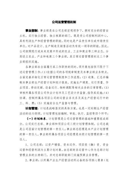 公司管理系统运营管理系统机制