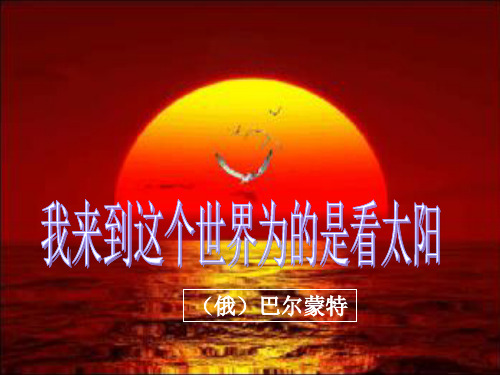 《我来到这个世界为的是看太阳》__课件解析