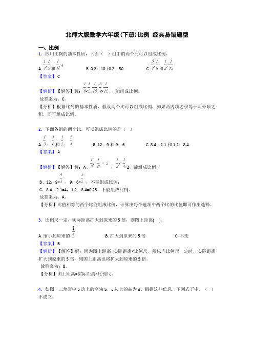 北师大版数学六年级(下册)比例 经典易错题型