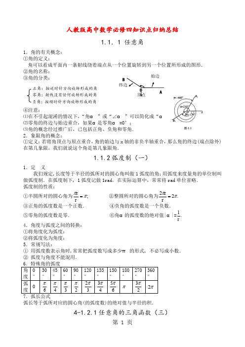 2019年人教版高中数学必修四知识点归纳总结[精品]-14页word资料