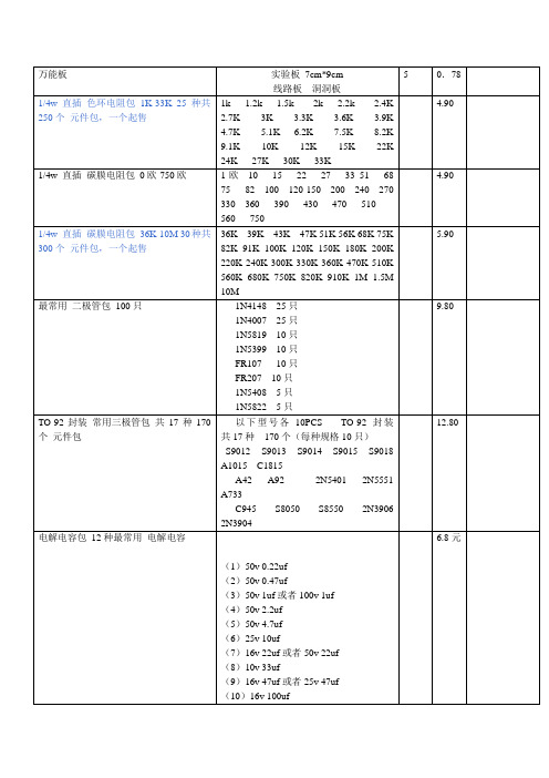 电子元器件制作常用的购物单