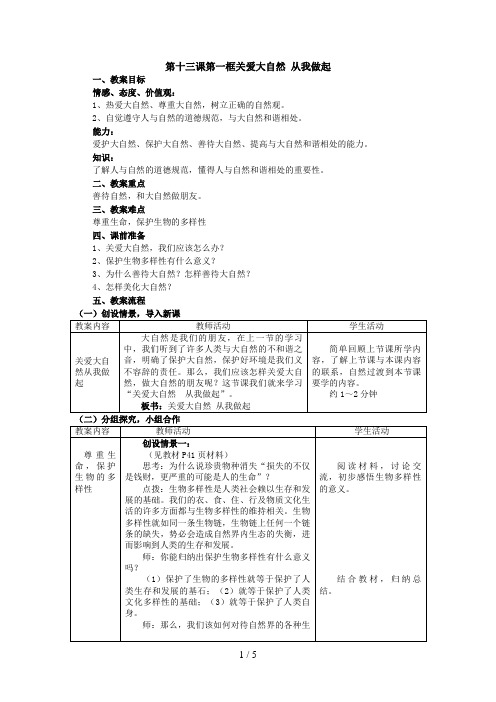 关爱大自然从我做起